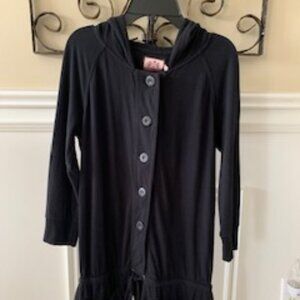 Juicy Couture Black Elbow Sleeve Hooded Romper Size Small (NWT)